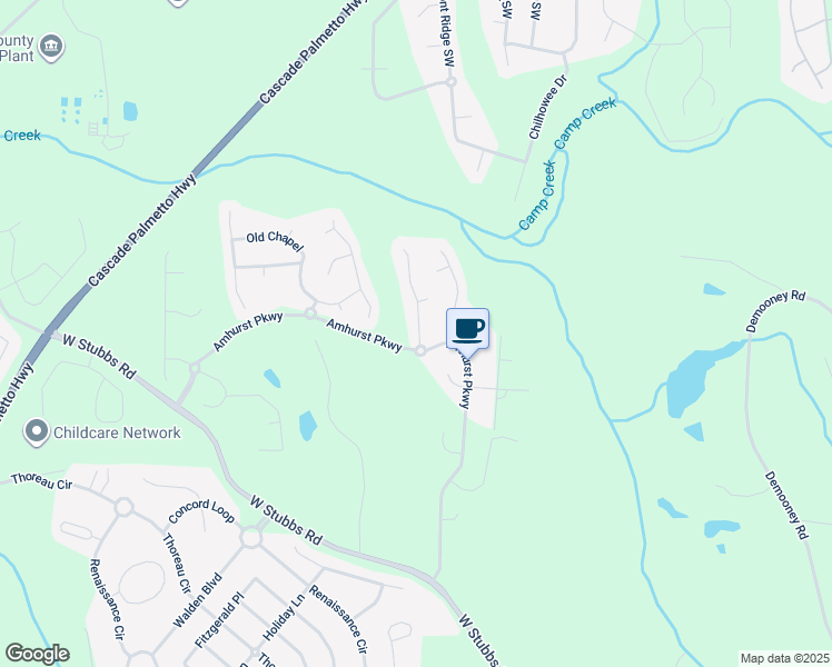 map of restaurants, bars, coffee shops, grocery stores, and more near 3198 Redwood Run in College Park