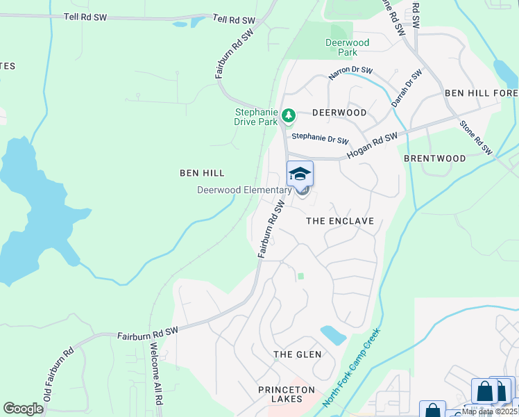 map of restaurants, bars, coffee shops, grocery stores, and more near 2787 Deerwood Lane in Atlanta