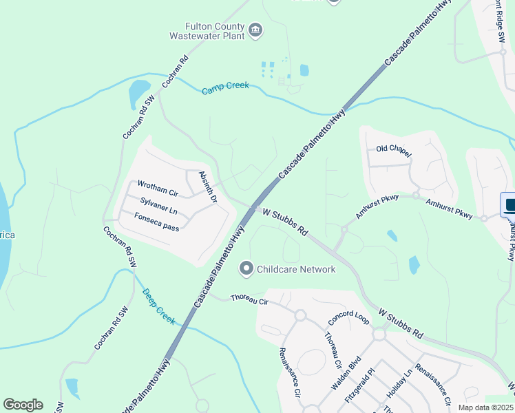 map of restaurants, bars, coffee shops, grocery stores, and more near West Stubbs Road in South Fulton