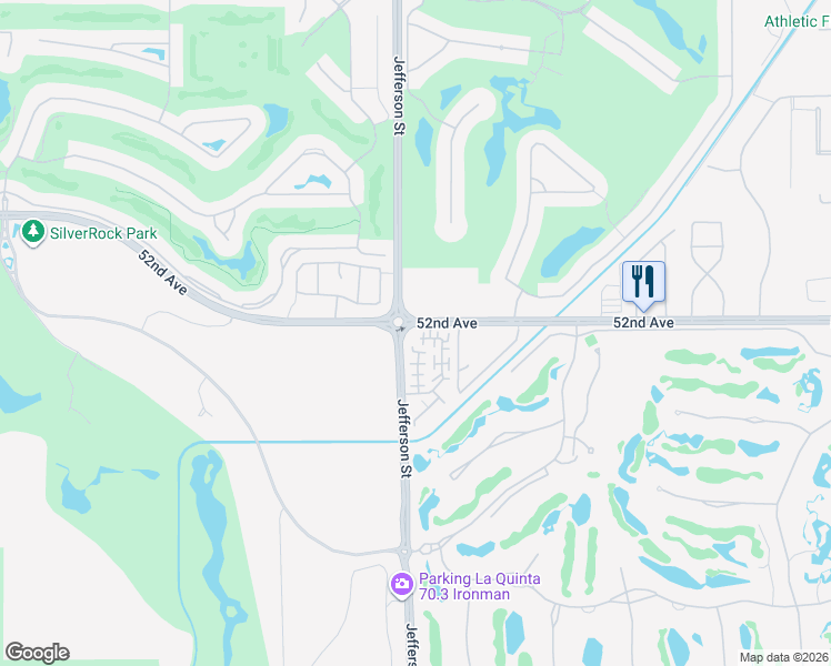 map of restaurants, bars, coffee shops, grocery stores, and more near 80034 Silver Sage Lane in La Quinta