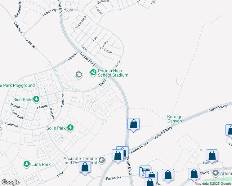 map of restaurants, bars, coffee shops, grocery stores, and more near 189 Sash in Irvine