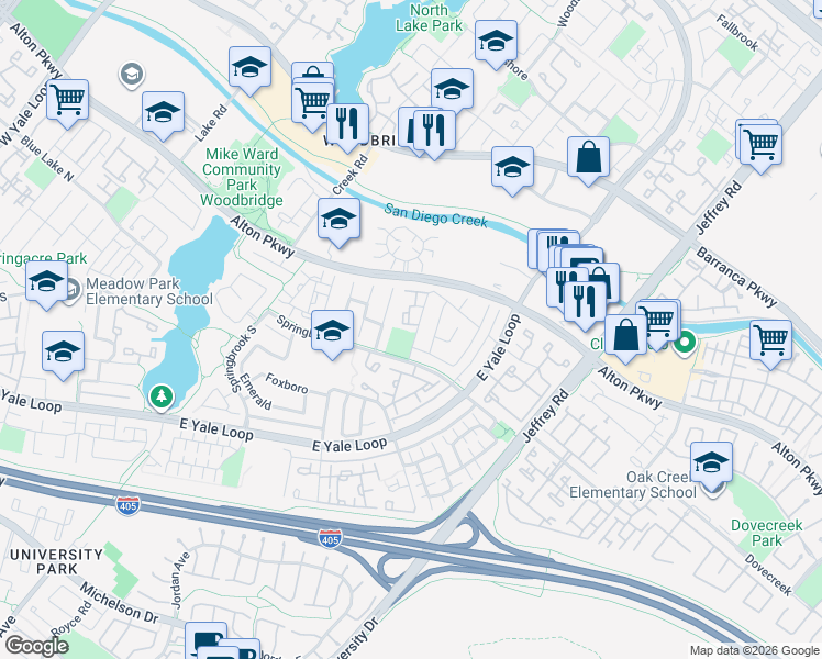 map of restaurants, bars, coffee shops, grocery stores, and more near 10 Briarglen in Irvine