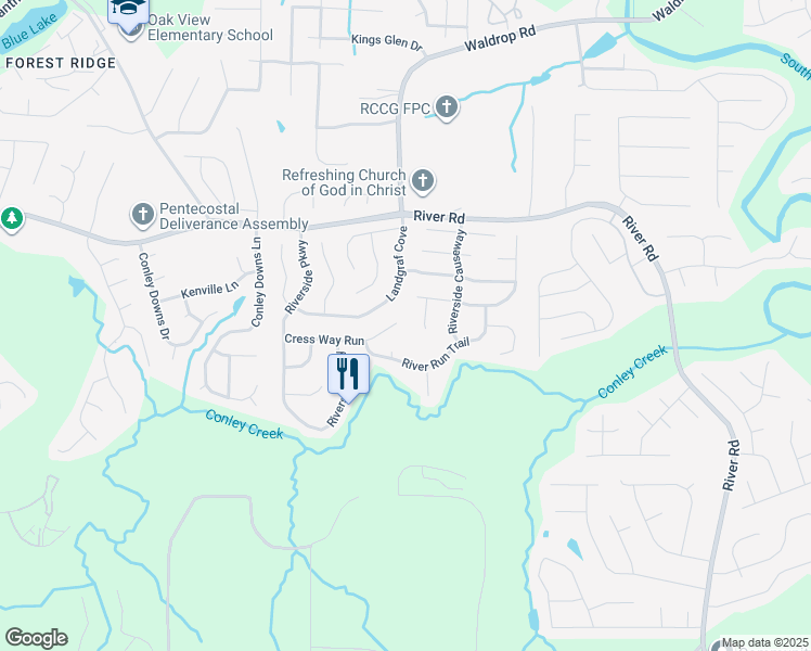 map of restaurants, bars, coffee shops, grocery stores, and more near 3958 Cress Way Run in Decatur