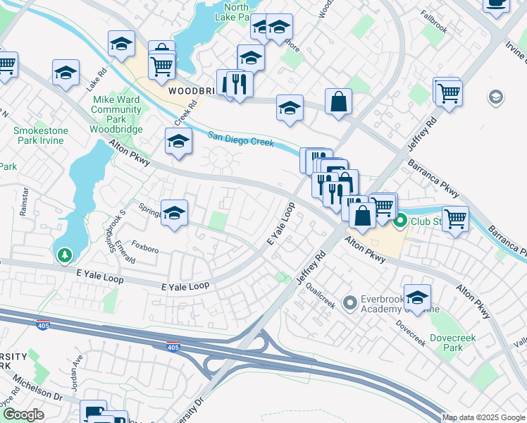 map of restaurants, bars, coffee shops, grocery stores, and more near 20 Hazelnut in Irvine