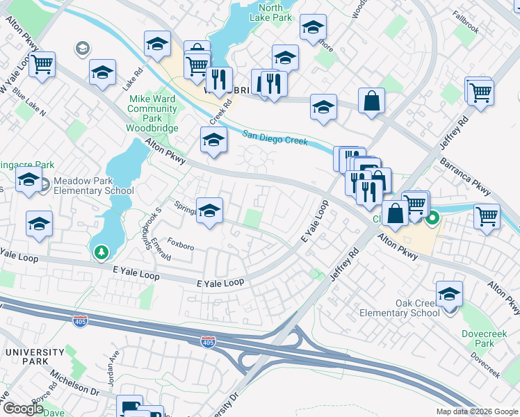 map of restaurants, bars, coffee shops, grocery stores, and more near 7 Briarglen in Irvine