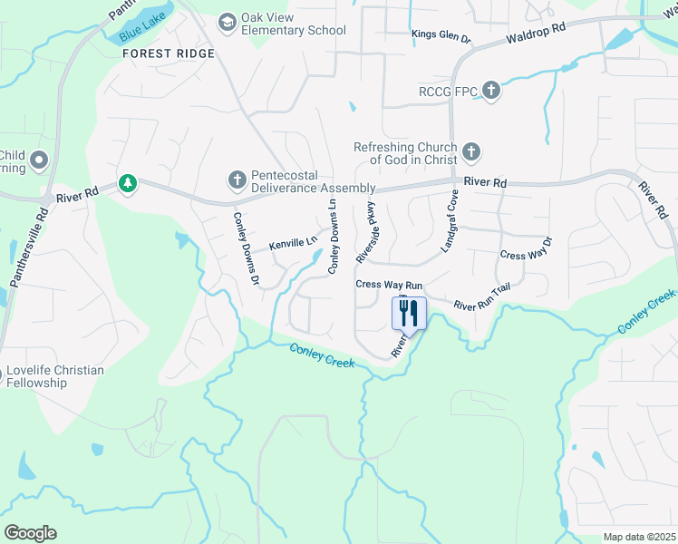 map of restaurants, bars, coffee shops, grocery stores, and more near 3793 Conley Downs Lane in Decatur