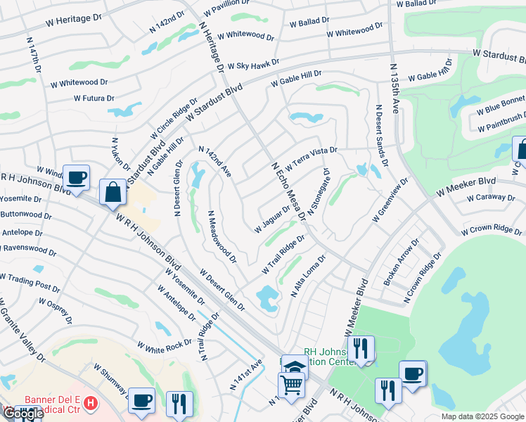 map of restaurants, bars, coffee shops, grocery stores, and more near 13926 West Jaguar Drive in Sun City West