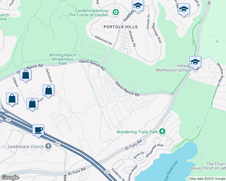 map of restaurants, bars, coffee shops, grocery stores, and more near 502 Owls Clover in Lake Forest
