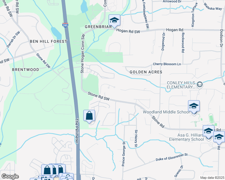 map of restaurants, bars, coffee shops, grocery stores, and more near 3108 Stonegate Drive in Atlanta