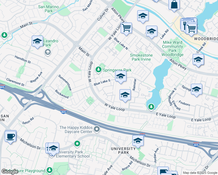 map of restaurants, bars, coffee shops, grocery stores, and more near 46 Greenbough in Irvine