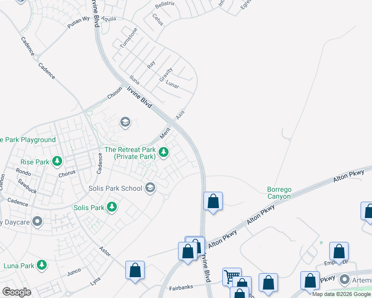 map of restaurants, bars, coffee shops, grocery stores, and more near 9201 Irvine Boulevard in Irvine