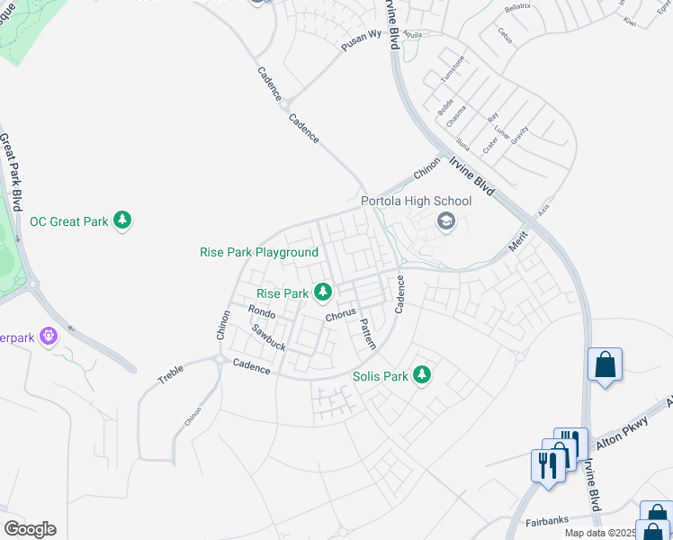 map of restaurants, bars, coffee shops, grocery stores, and more near 138 Aspect in Irvine