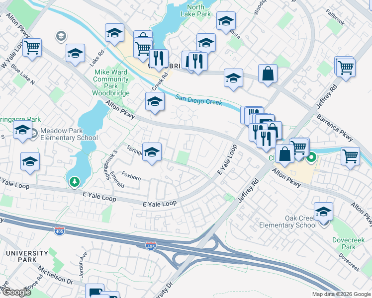 map of restaurants, bars, coffee shops, grocery stores, and more near 10 Briarglen in Irvine