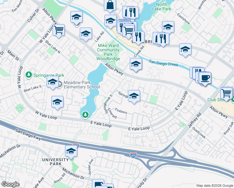 map of restaurants, bars, coffee shops, grocery stores, and more near 10 Laurelglen in Irvine
