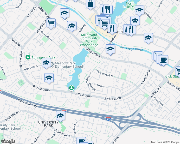 map of restaurants, bars, coffee shops, grocery stores, and more near 2 Cedarlake in Irvine