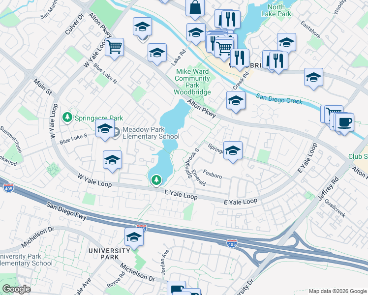 map of restaurants, bars, coffee shops, grocery stores, and more near 2 Cedarlake in Irvine