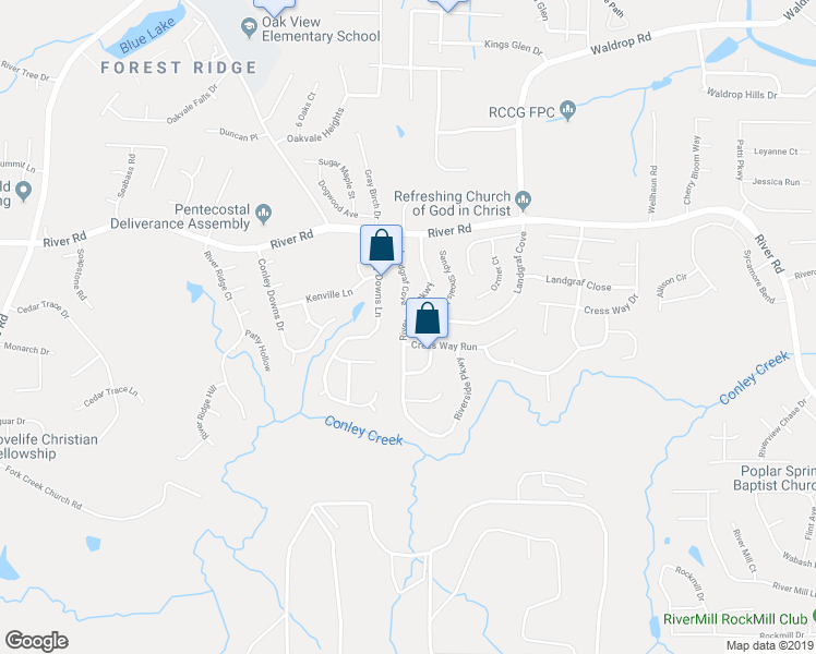 map of restaurants, bars, coffee shops, grocery stores, and more near 4073 Cress Way Run in Decatur