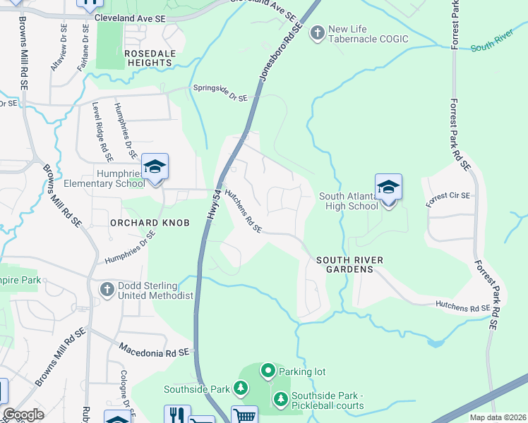 map of restaurants, bars, coffee shops, grocery stores, and more near 623 Waynes Court Southeast in Atlanta
