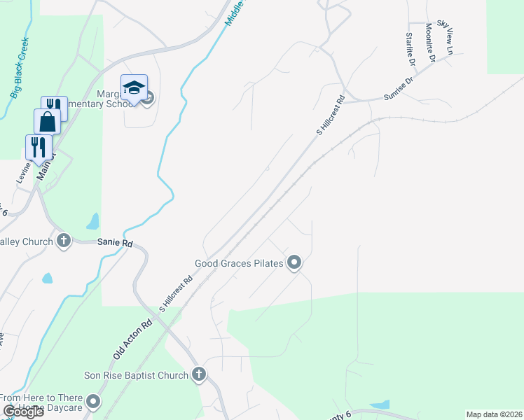 map of restaurants, bars, coffee shops, grocery stores, and more near 478 South Hillcrest Road in Odenville