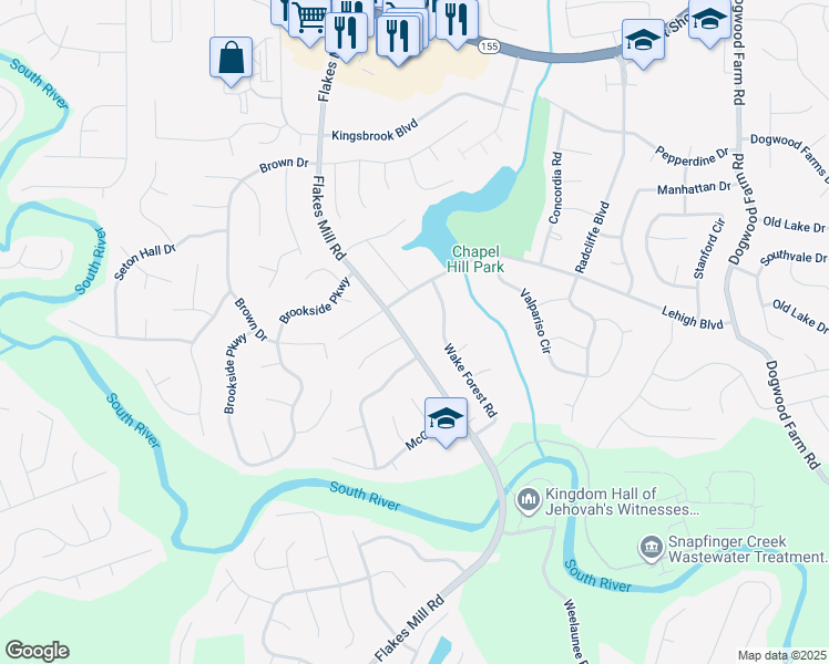 map of restaurants, bars, coffee shops, grocery stores, and more near 3946 Flakes Mill Road in Decatur