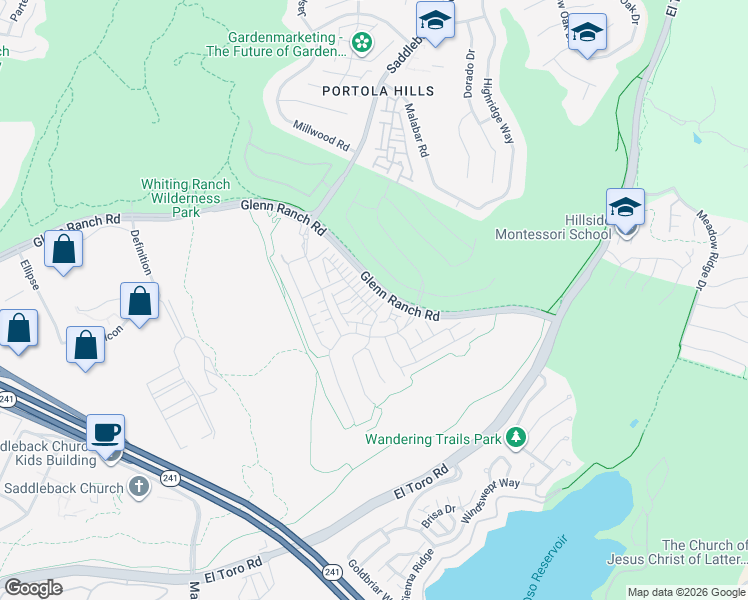 map of restaurants, bars, coffee shops, grocery stores, and more near 207 Winterbrook in Lake Forest