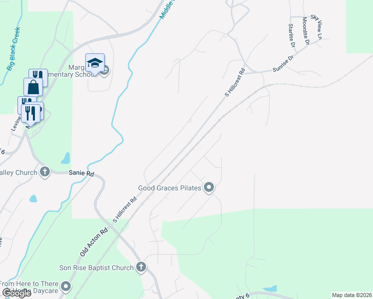 map of restaurants, bars, coffee shops, grocery stores, and more near 478 South Hillcrest Road in Odenville
