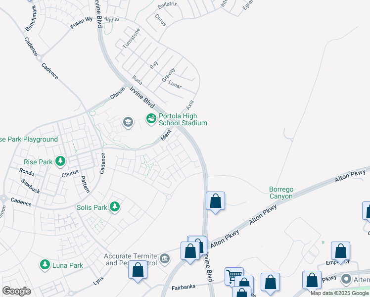 map of restaurants, bars, coffee shops, grocery stores, and more near 175 Sash in Irvine
