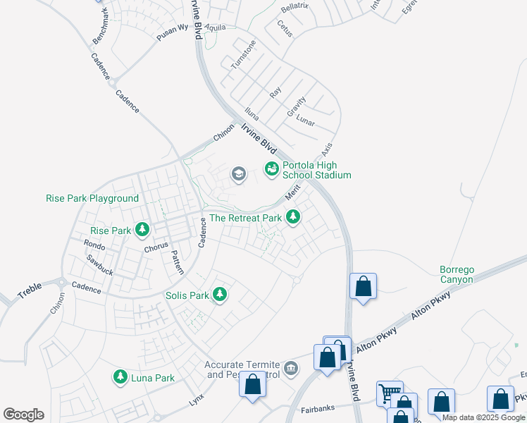 map of restaurants, bars, coffee shops, grocery stores, and more near 312 Merit in Irvine
