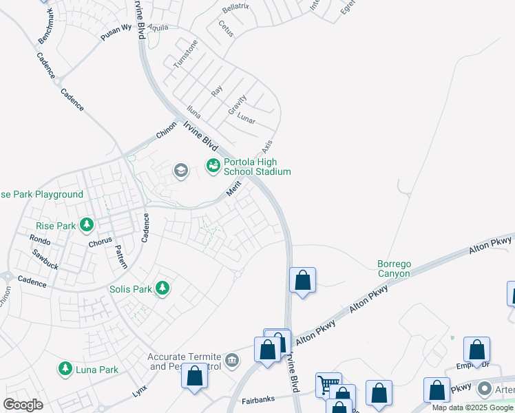 map of restaurants, bars, coffee shops, grocery stores, and more near 175 Sash in Irvine