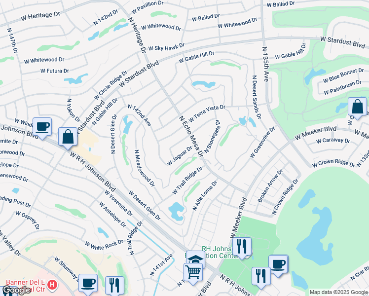 map of restaurants, bars, coffee shops, grocery stores, and more near 13926 West Jaguar Drive in Sun City West