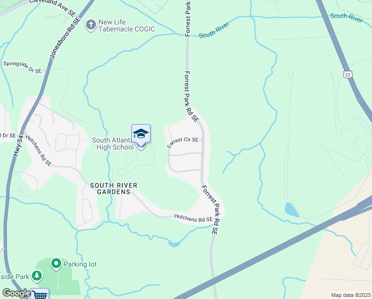 map of restaurants, bars, coffee shops, grocery stores, and more near 972 Forrest Drive Southeast in Atlanta