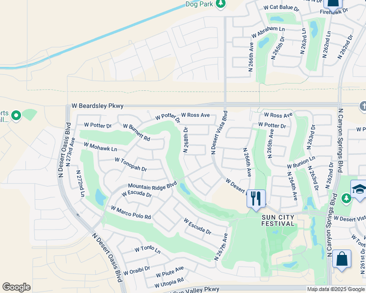 map of restaurants, bars, coffee shops, grocery stores, and more near 27652 West Runion Drive in Buckeye