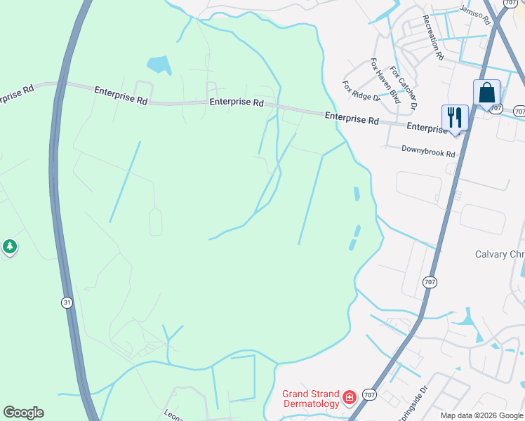 map of restaurants, bars, coffee shops, grocery stores, and more near 50 Enterprise Avenue in Myrtle Beach
