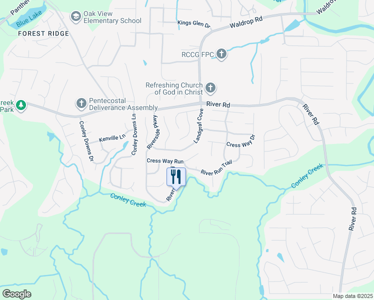 map of restaurants, bars, coffee shops, grocery stores, and more near 3792 Landgraf Cove in Decatur