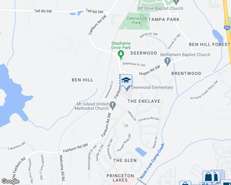 map of restaurants, bars, coffee shops, grocery stores, and more near 3038 Deerborne Court in Atlanta