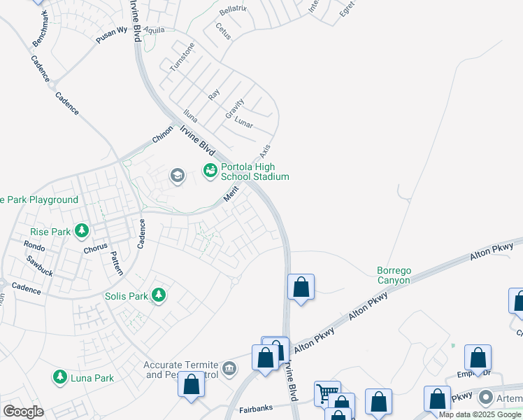 map of restaurants, bars, coffee shops, grocery stores, and more near 167 Sash in Irvine