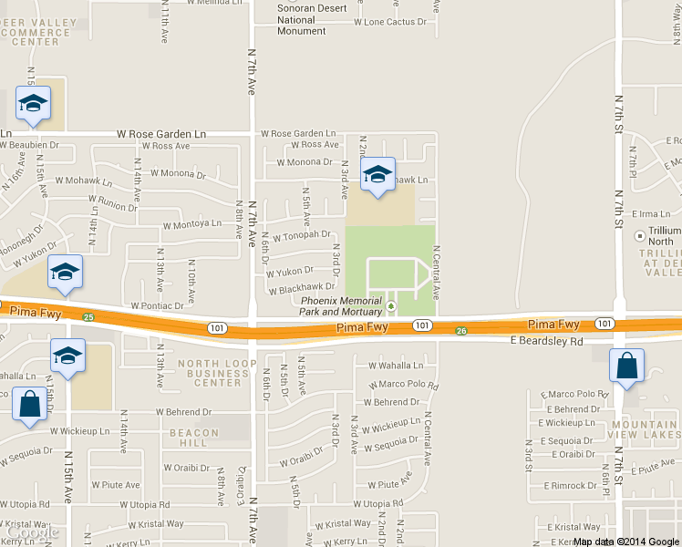 map of restaurants, bars, coffee shops, grocery stores, and more near 311 West Blackhawk Drive in Phoenix