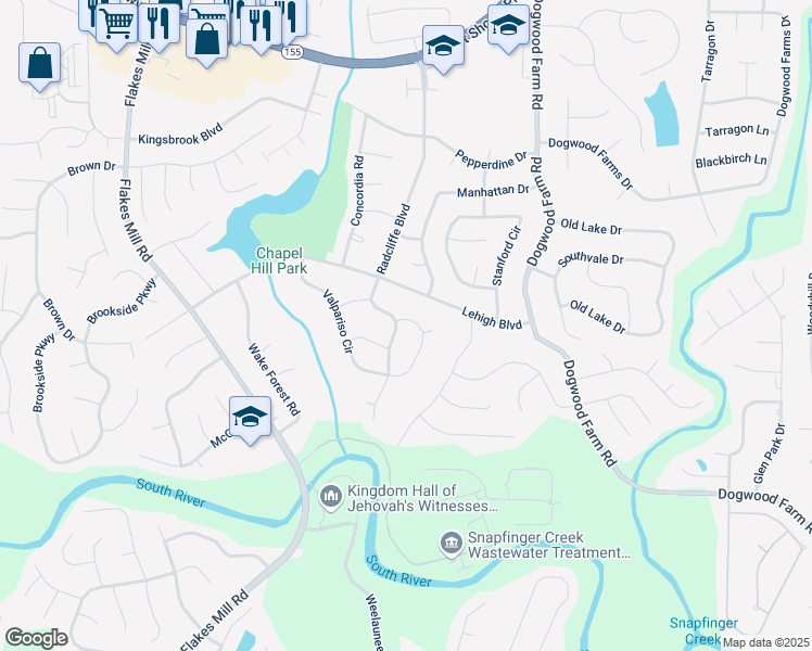 map of restaurants, bars, coffee shops, grocery stores, and more near 3790 Radcliffe Boulevard in Decatur
