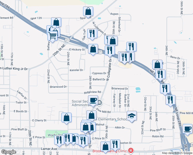 map of restaurants, bars, coffee shops, grocery stores, and more near 2840 Ballard Drive in Paris