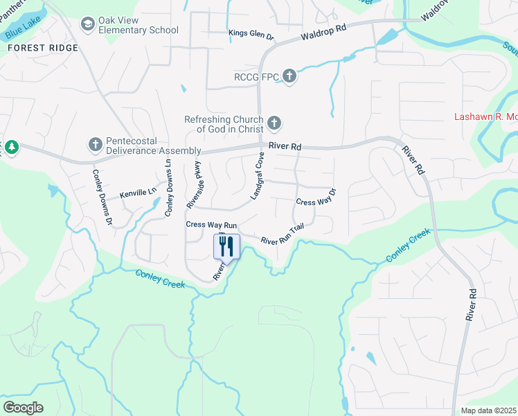 map of restaurants, bars, coffee shops, grocery stores, and more near 3953 Cress Way Run in Decatur
