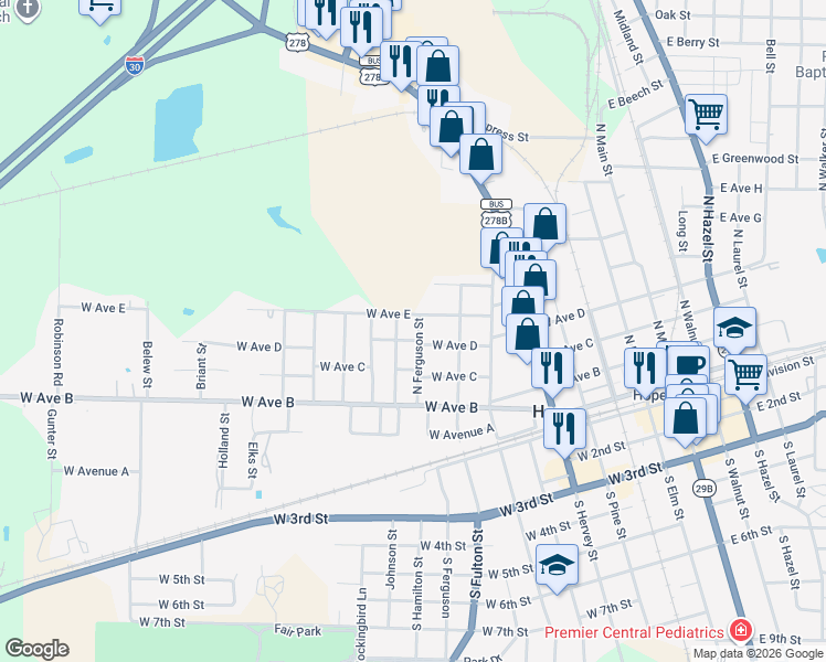 map of restaurants, bars, coffee shops, grocery stores, and more near 323 North Hamilton Street in Hope