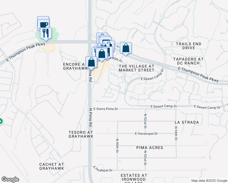 map of restaurants, bars, coffee shops, grocery stores, and more near 20391 North 89th Way in Scottsdale