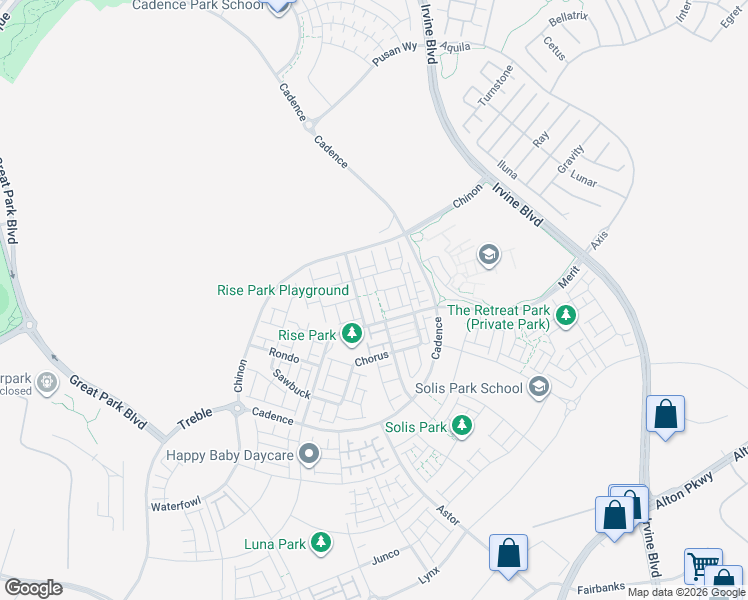 map of restaurants, bars, coffee shops, grocery stores, and more near 138 Aspect in Irvine