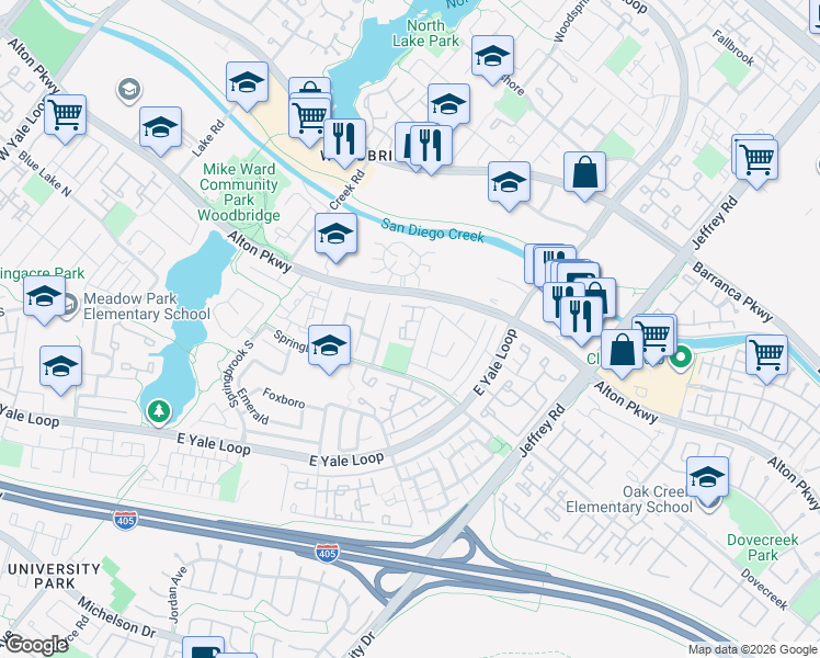 map of restaurants, bars, coffee shops, grocery stores, and more near 10 Briarglen in Irvine
