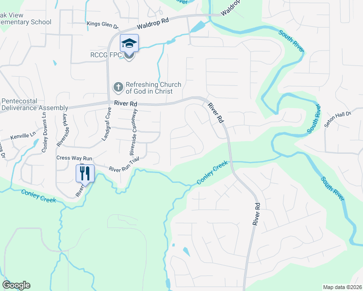 map of restaurants, bars, coffee shops, grocery stores, and more near 3291 Veranda Way in Decatur