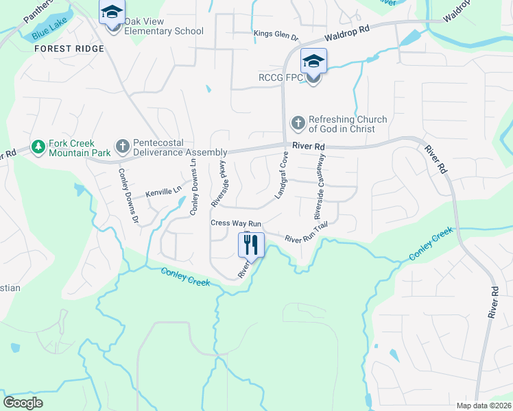 map of restaurants, bars, coffee shops, grocery stores, and more near 3805 Landgraf Cove in Decatur