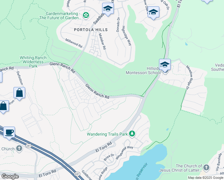 map of restaurants, bars, coffee shops, grocery stores, and more near 5767 Sunrise Ridge Lane in Lake Forest