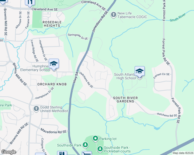 map of restaurants, bars, coffee shops, grocery stores, and more near 603 Waynes Court Southeast in Atlanta