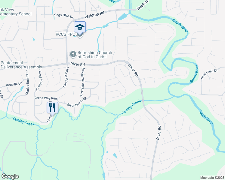 map of restaurants, bars, coffee shops, grocery stores, and more near 3291 Veranda Way in Decatur