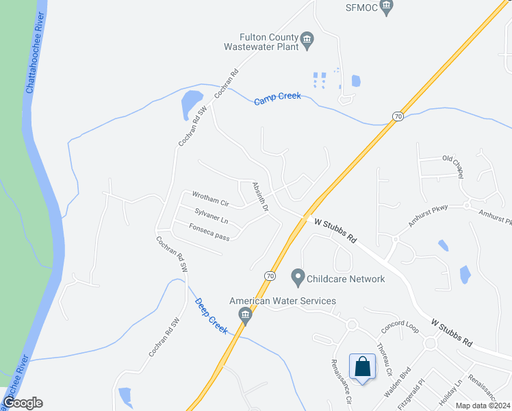 map of restaurants, bars, coffee shops, grocery stores, and more near 7807 Wrotham Circle in Atlanta